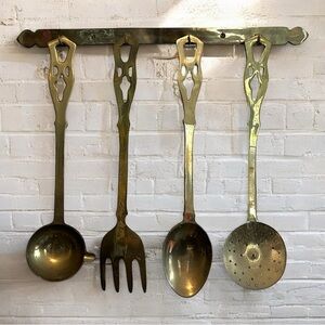 Vintage Brass Oversized Hanging Utensils